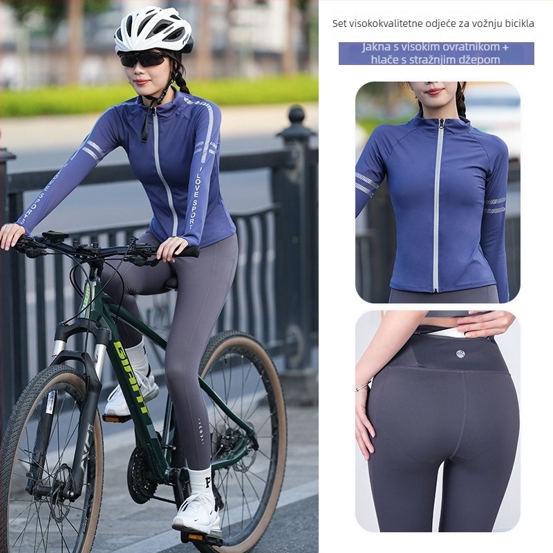 Unisex set za cestovno bicikliranje – odvodi vlagu, brzo suši, prugasti uzorak, jesen