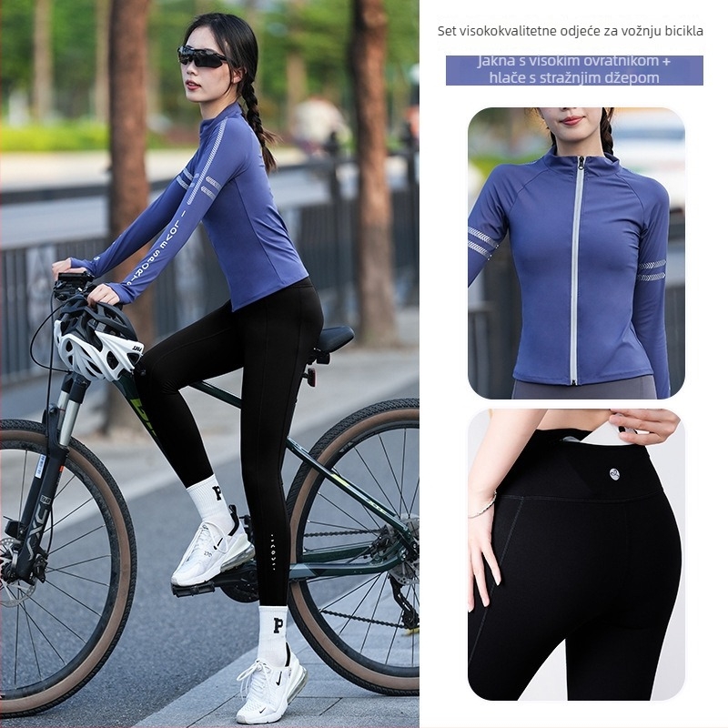 Unisex set za cestovno bicikliranje – odvodi vlagu, brzo suši, prugasti uzorak, jesen