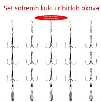 Fishing Hook Set: String and Anchor Hooks for Carp and Spearfish, No Barbs