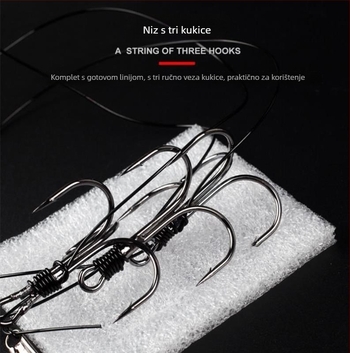 Fishing Hook Set: String and Anchor Hooks for Carp and Spearfish, No Barbs