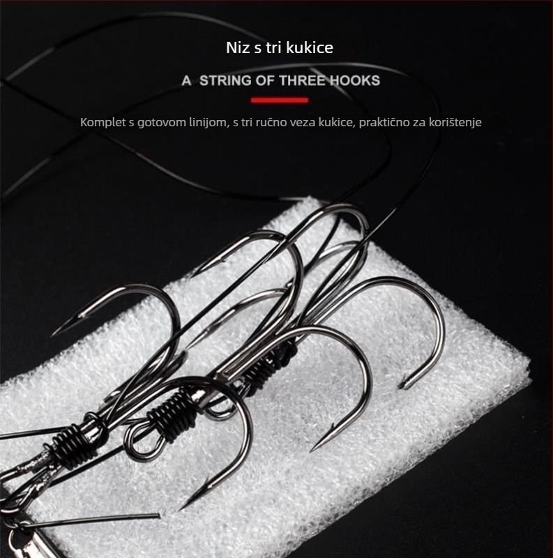 Fishing Hook Set: String and Anchor Hooks for Carp and Spearfish, No Barbs