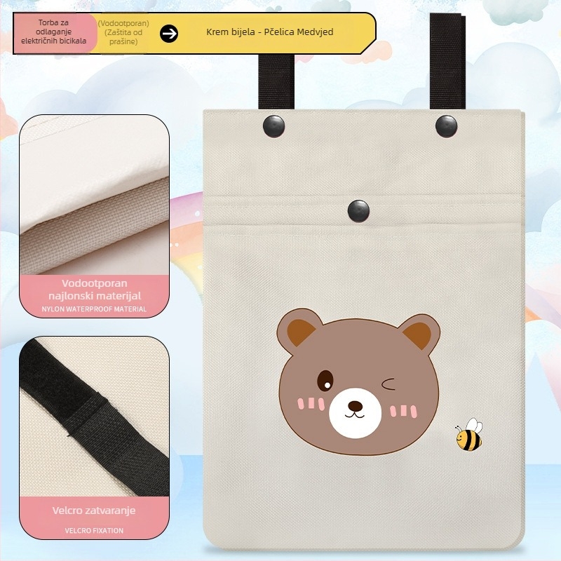 Prednja torba za bateriju za električni bicikl, poliesterska, s poklopcem