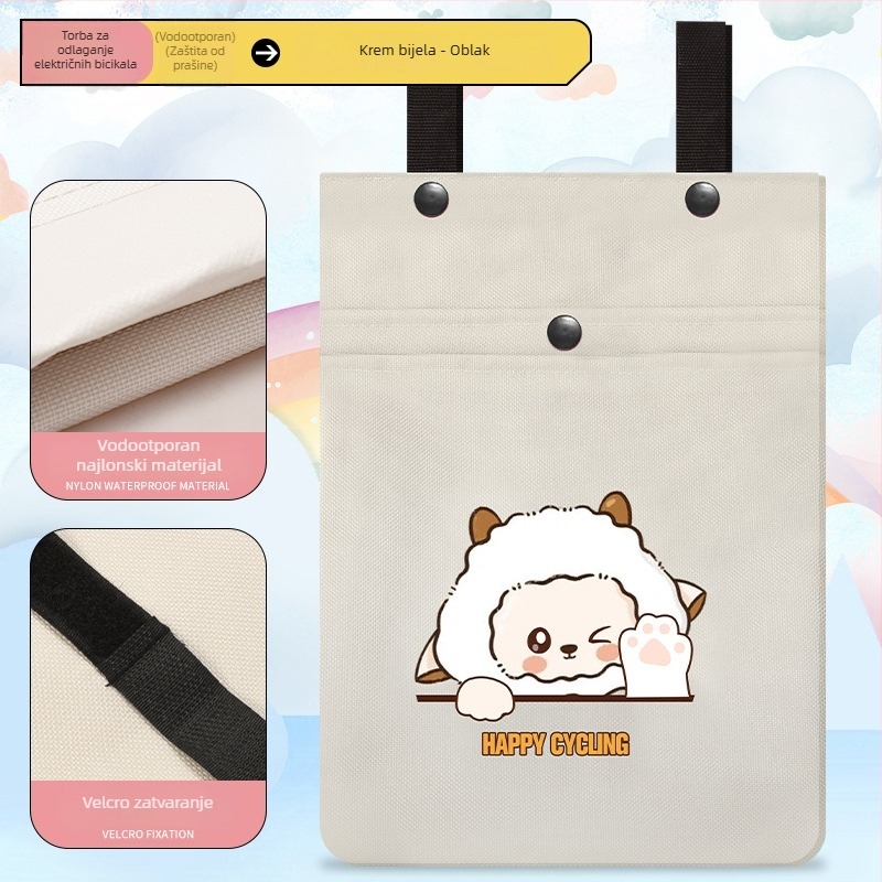 Prednja torba za bateriju za električni bicikl, poliesterska, s poklopcem