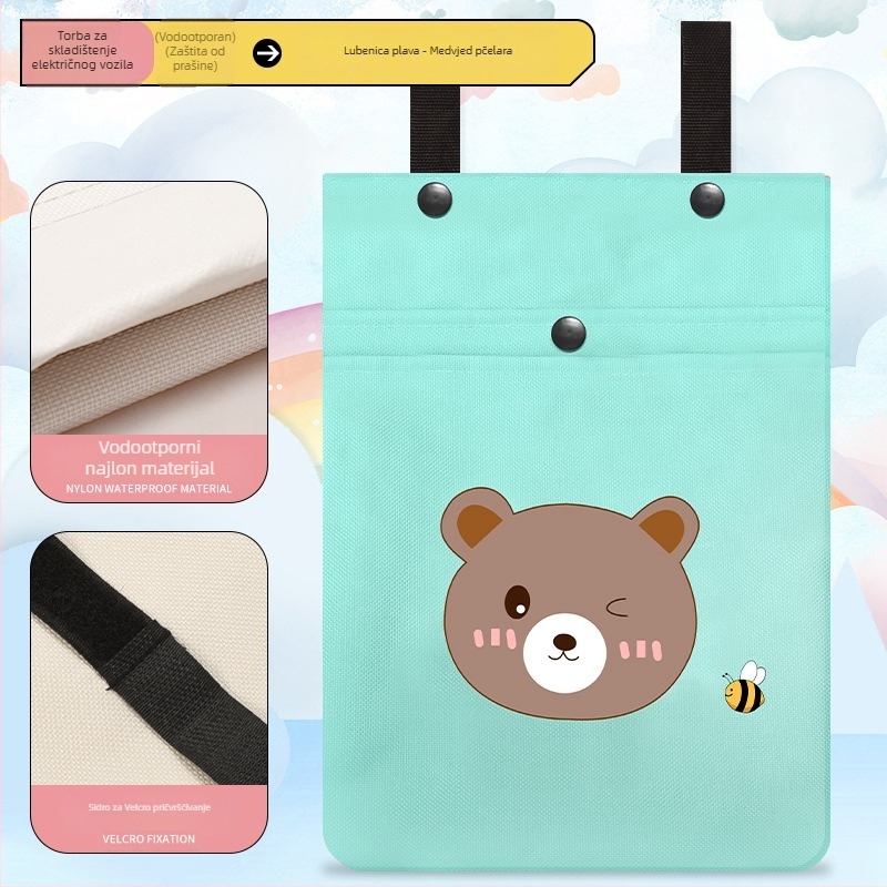 Prednja torba za bateriju za električni bicikl, poliesterska, s poklopcem