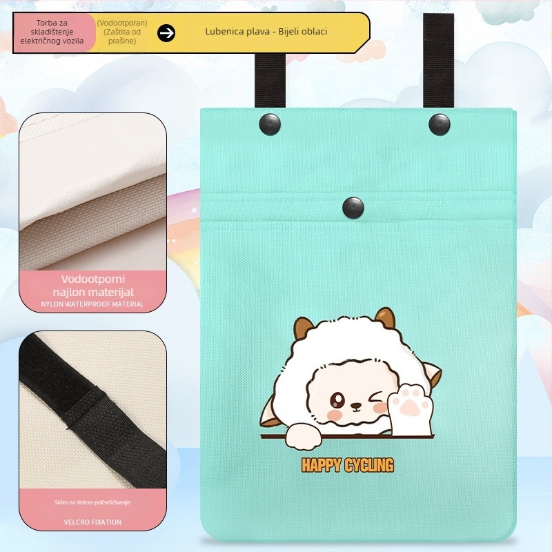 Prednja torba za bateriju za električni bicikl, poliesterska, s poklopcem