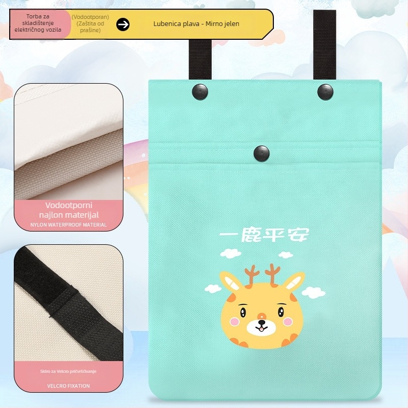 Prednja torba za bateriju za električni bicikl, poliesterska, s poklopcem