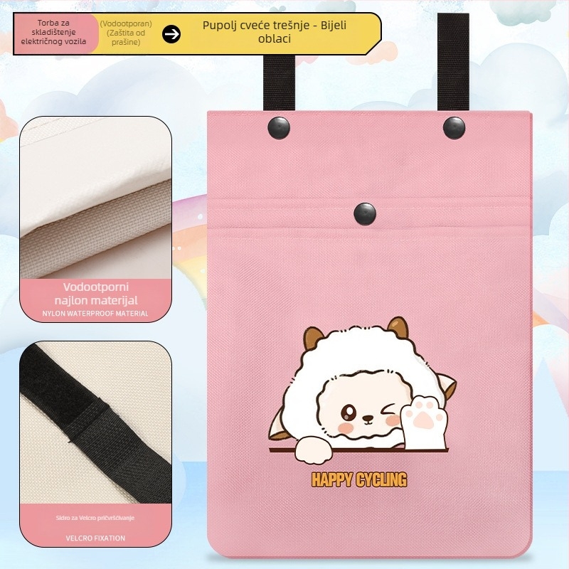 Prednja torba za bateriju za električni bicikl, poliesterska, s poklopcem