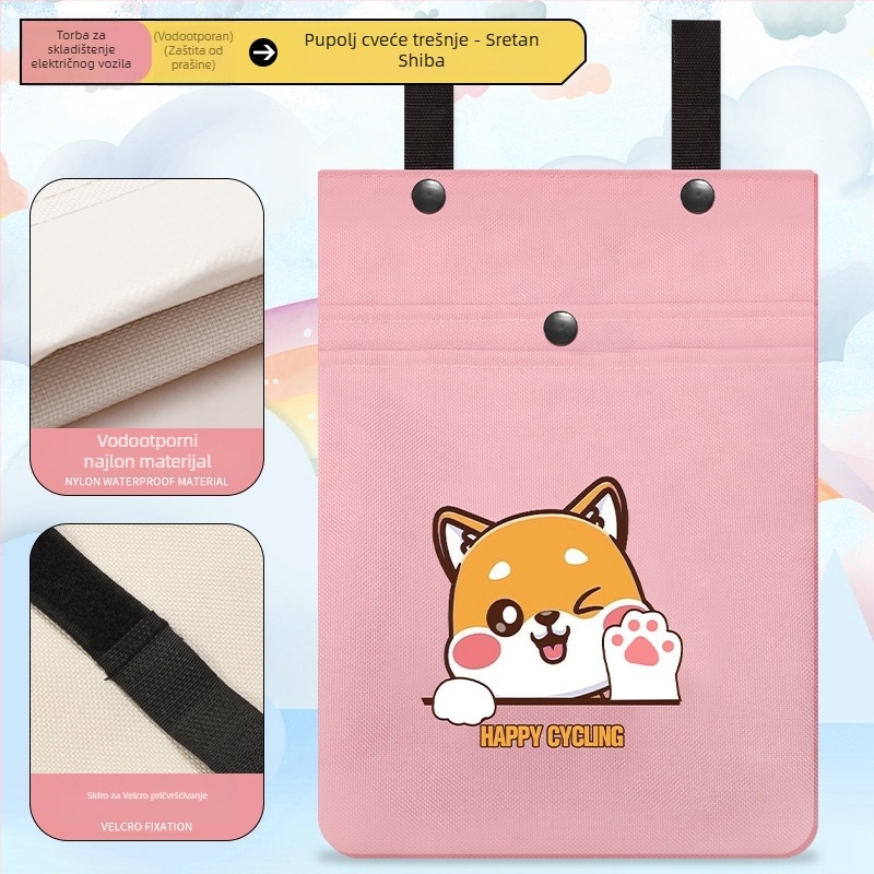 Prednja torba za bateriju za električni bicikl, poliesterska, s poklopcem