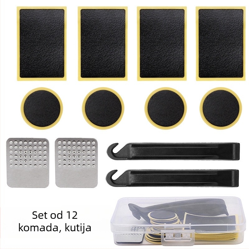 Plastični set za popravak guma bicikla bez ljepila, s alatom za demontažu i alatima za popravak