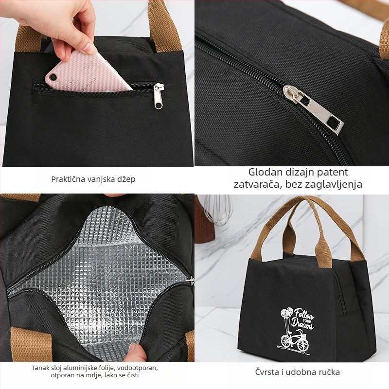 BNRU Korejskog stila torba za ručak s izolacijom, vodootporna, moderan minimalistički stil, model 006