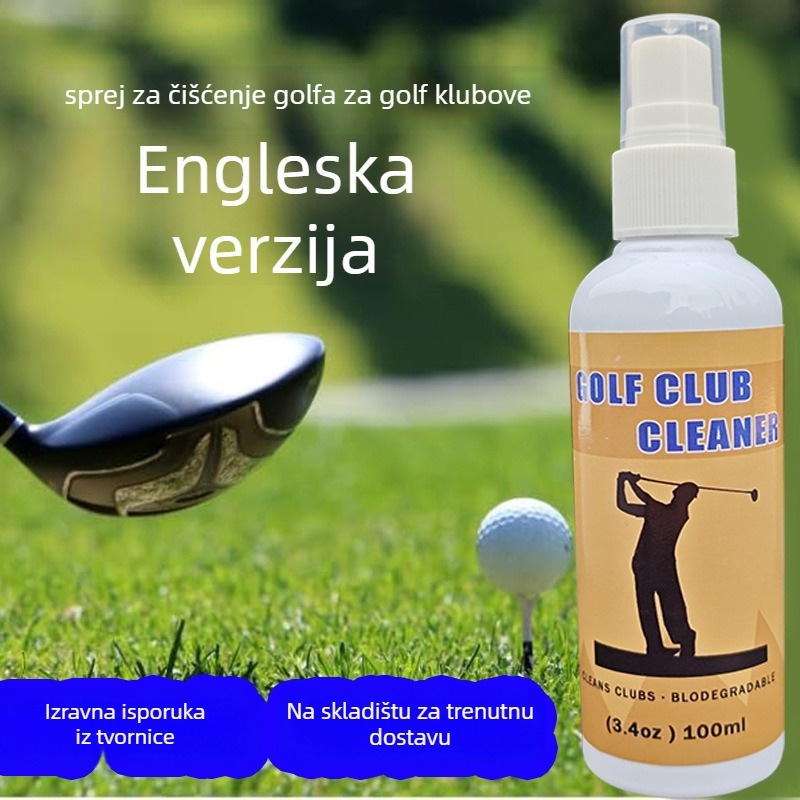 Čistač golf klubova – sprej za površinu za željezne palice i putter, uklanja prljavštinu, travu i pijesak; težina 150 g; mogućnost tiskanja logotipa; prilagodba