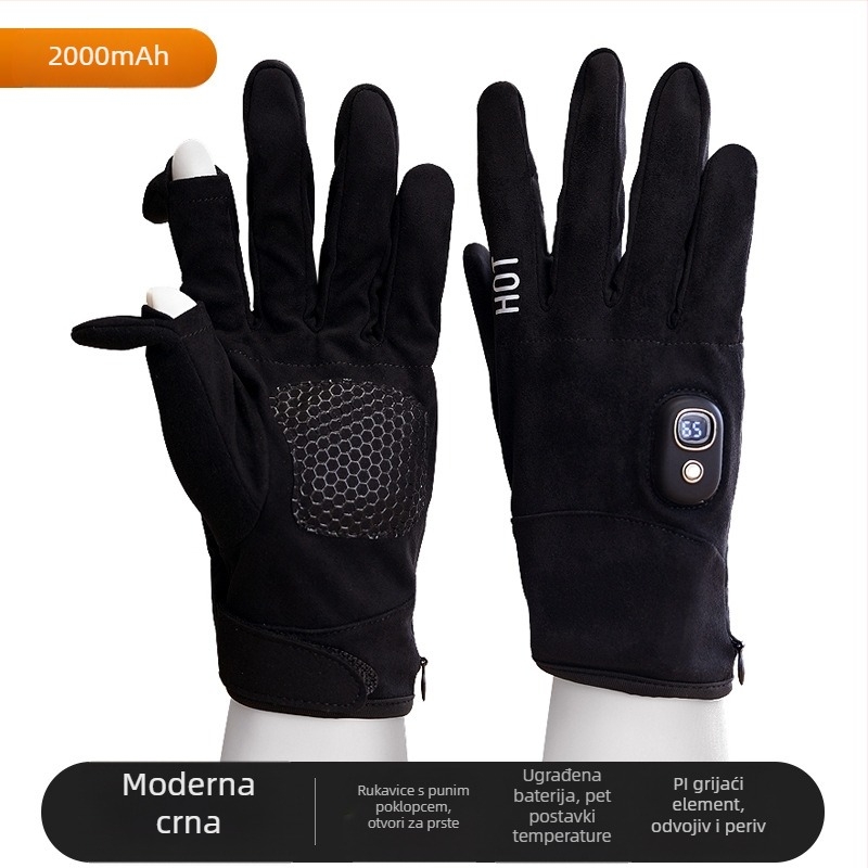 Električno grijane rukavice – Punjive, Flis materijal, Unisex, Za skijanje