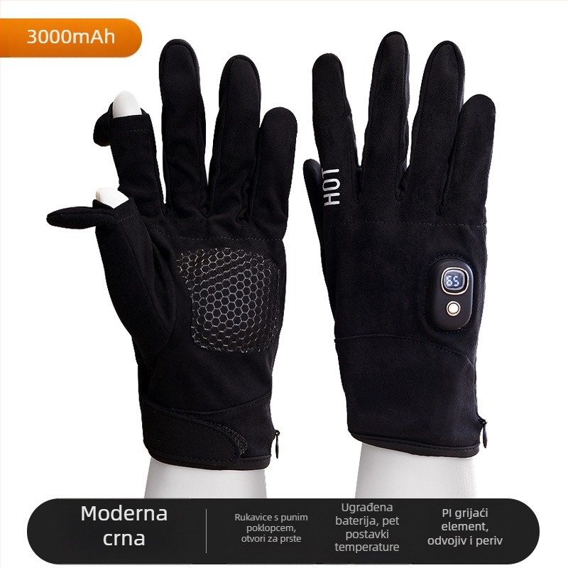 Električno grijane rukavice – Punjive, Flis materijal, Unisex, Za skijanje