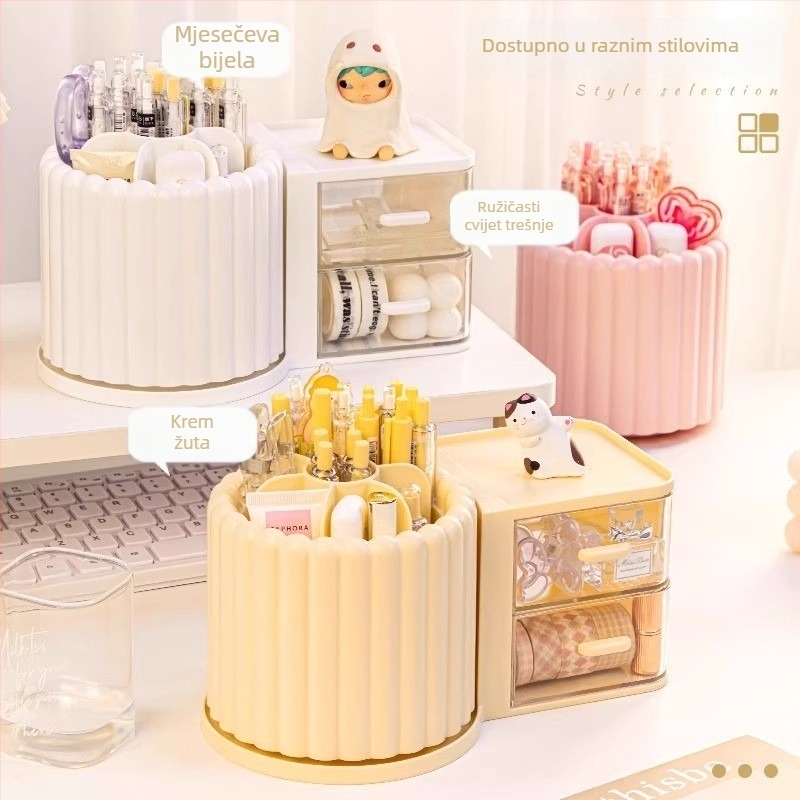 Okretni sve-u-jednom držač olovaka i stolni organizator, moderni minimalistički dizajn, velika kapacitet (Materijali: ABS+PS+PP+HIPS; Prilagodljiv; Lansiran 2023; Stil: Moderni minimalizam)