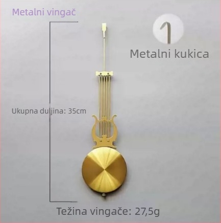 Zidni sat s kvarcnim mehanizmom i pendulom – kućište i brojčanik od smole, napajanje na baterije, za dnevni boravak