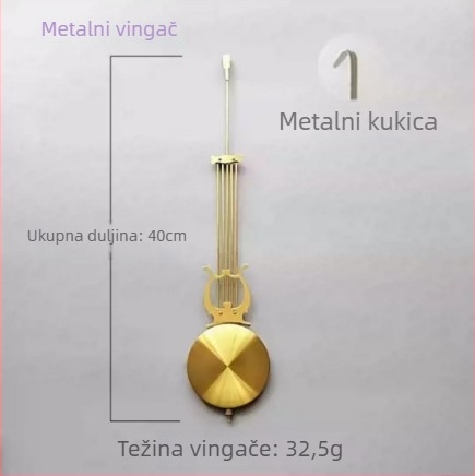 Zidni sat s kvarcnim mehanizmom i pendulom – kućište i brojčanik od smole, napajanje na baterije, za dnevni boravak