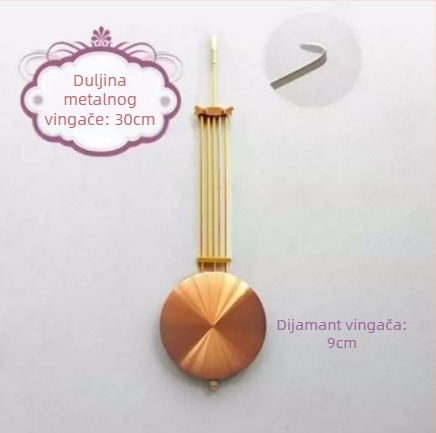 Zidni sat s kvarcnim mehanizmom i pendulom – kućište i brojčanik od smole, napajanje na baterije, za dnevni boravak