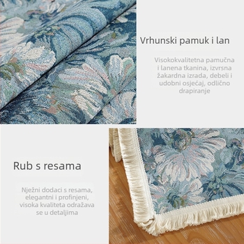 Pastoralni dekorativni dugi runner za stol od debele tkanine koja imitira pamuk i lan, s resicama uz rub, pogodna za kućnu uporabu ili pokrivač za TV ormarić