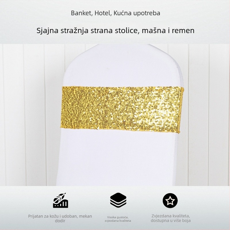 Navlaka za stolac s cvjetnim ukrasom i mašnicom, elastična tkanina, pravokutni oblik, moderni minimalistički stil