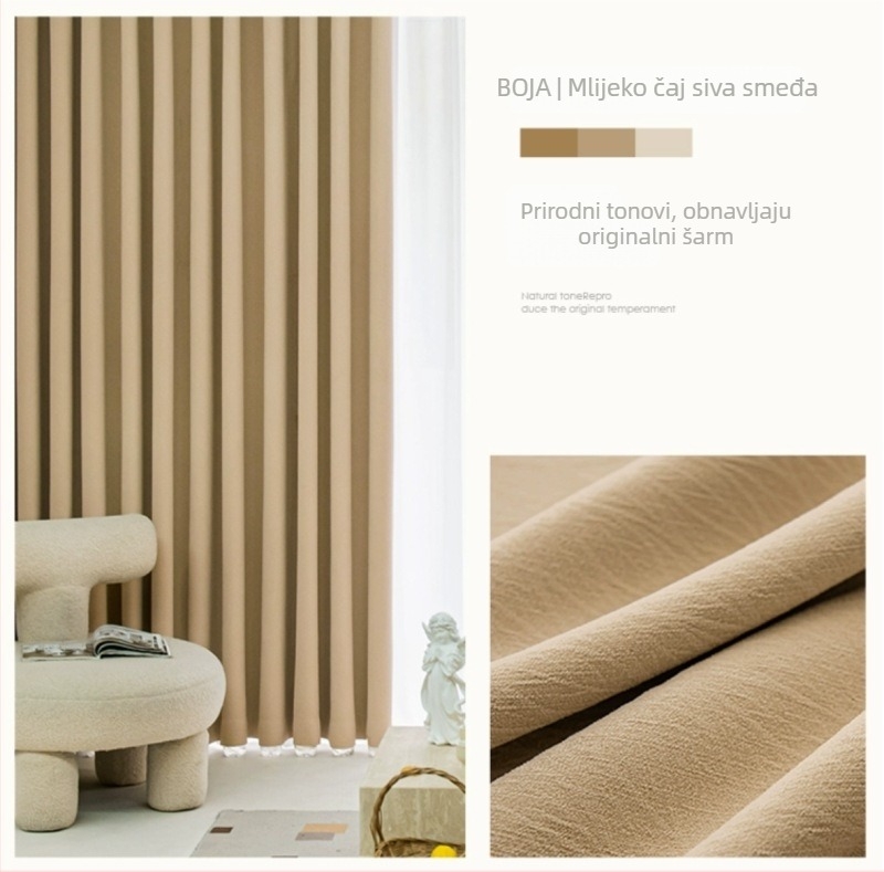 Nova debela originalnog stila Cheese Cashmere Cream chenille zavjesa, gotovi komad, visoko zatamnjivanje za dnevni boravak i spavaću sobu, 1400 g