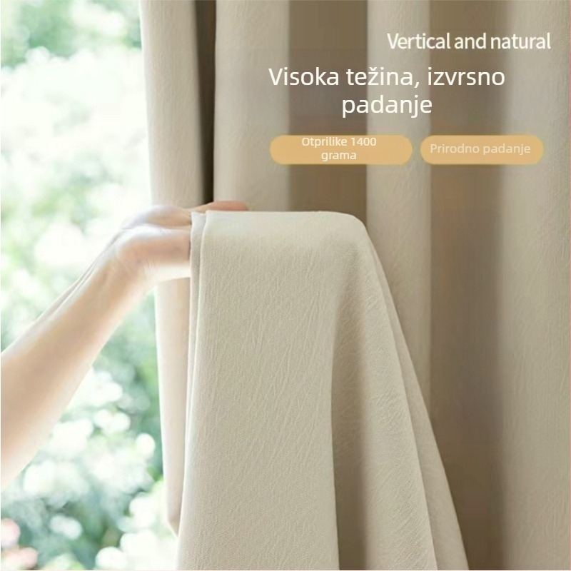 Nova debela originalnog stila Cheese Cashmere Cream chenille zavjesa, gotovi komad, visoko zatamnjivanje za dnevni boravak i spavaću sobu, 1400 g