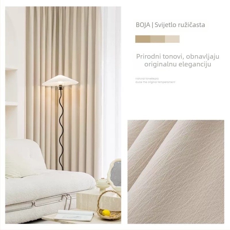 Nova debela originalnog stila Cheese Cashmere Cream chenille zavjesa, gotovi komad, visoko zatamnjivanje za dnevni boravak i spavaću sobu, 1400 g