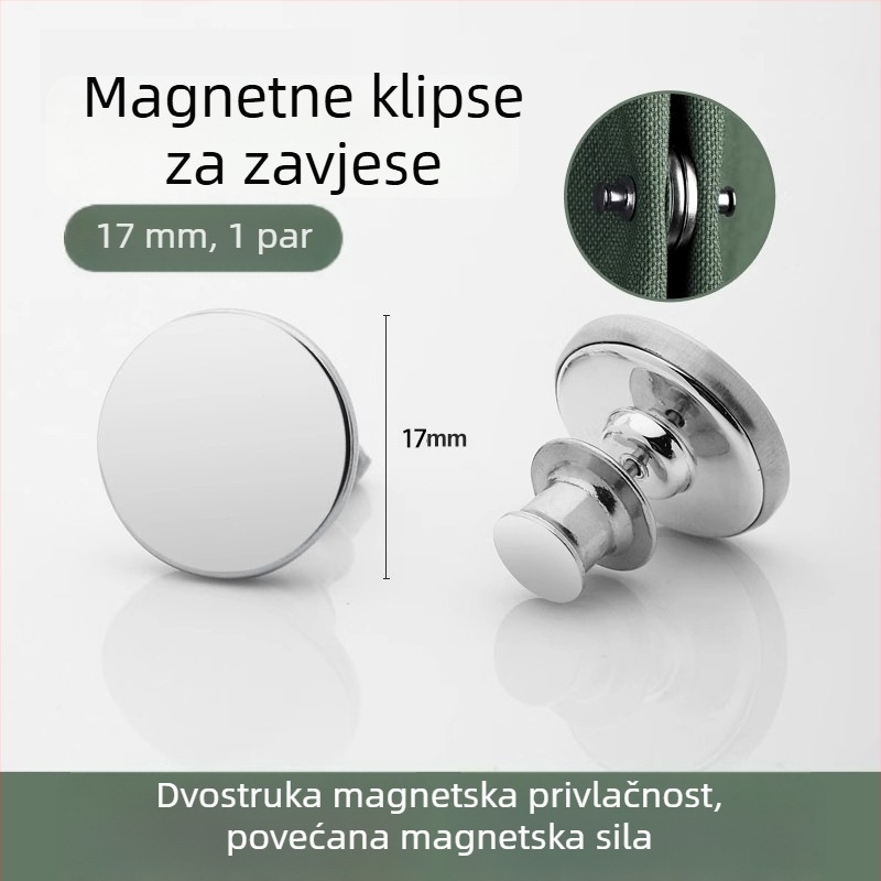 Kompaktan set zavjesa s magnetskim zatvaranjem, otporan na vjetar i propuštanje svjetla (par) s kukicama, klipom i trakom