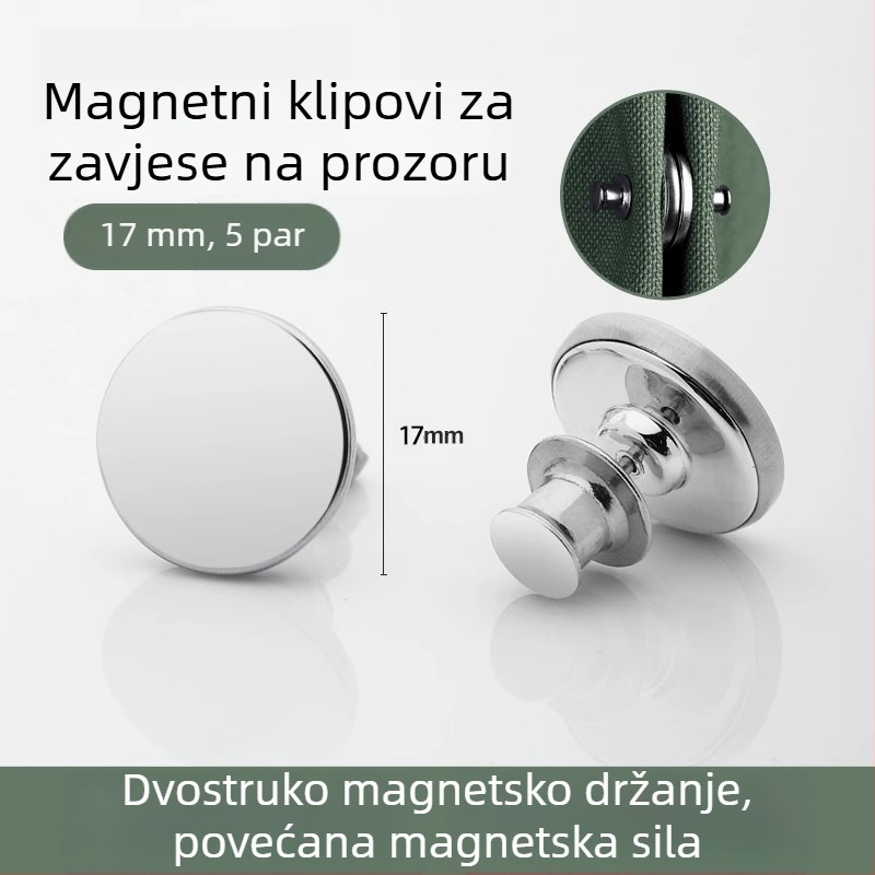 Kompaktan set zavjesa s magnetskim zatvaranjem, otporan na vjetar i propuštanje svjetla (par) s kukicama, klipom i trakom
