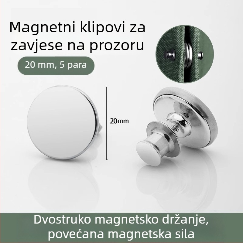 Kompaktan set zavjesa s magnetskim zatvaranjem, otporan na vjetar i propuštanje svjetla (par) s kukicama, klipom i trakom