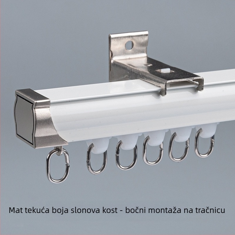Sustav šina za zavjese s dvostrukom šinom, bočno gornje montiranje, aluminijska legura, prilagodljiv, moderan minimalistički stil