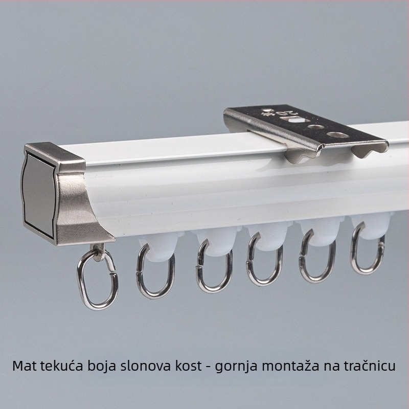 Sustav šina za zavjese s dvostrukom šinom, bočno gornje montiranje, aluminijska legura, prilagodljiv, moderan minimalistički stil