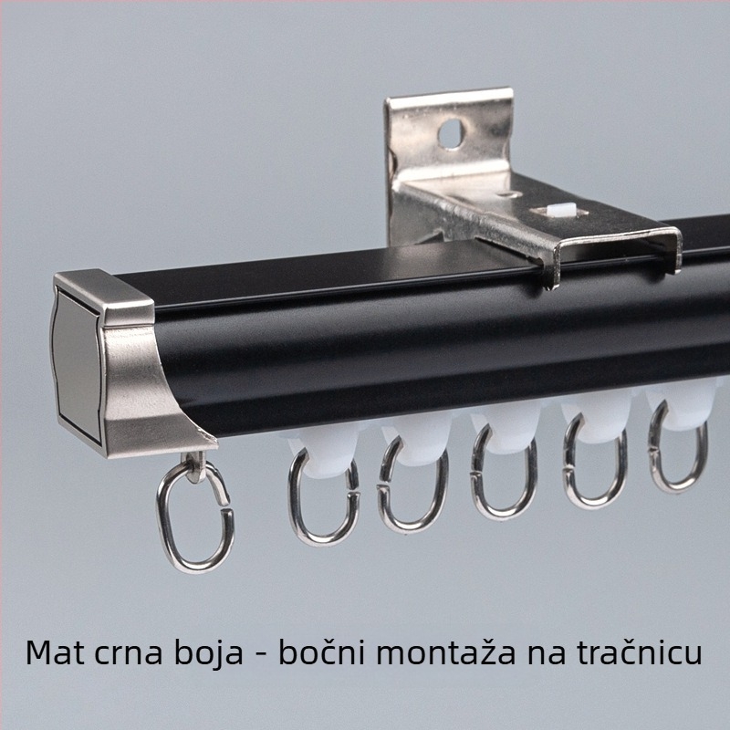 Sustav šina za zavjese s dvostrukom šinom, bočno gornje montiranje, aluminijska legura, prilagodljiv, moderan minimalistički stil