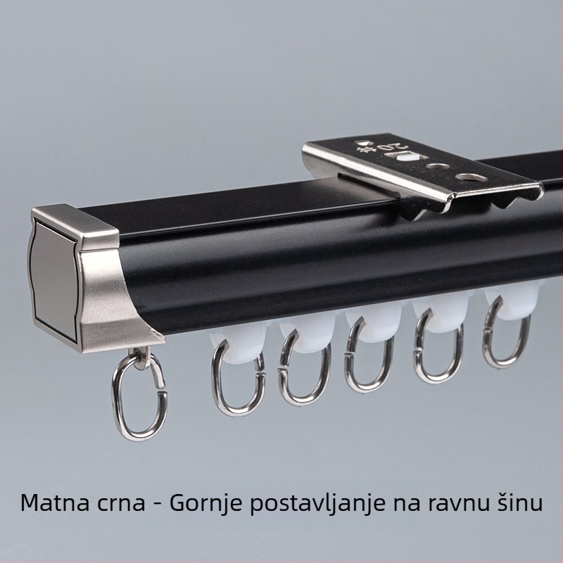 Sustav šina za zavjese s dvostrukom šinom, bočno gornje montiranje, aluminijska legura, prilagodljiv, moderan minimalistički stil