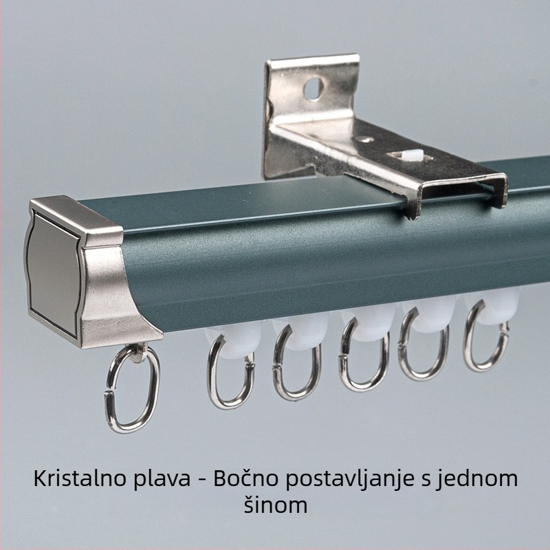 Sustav šina za zavjese s dvostrukom šinom, bočno gornje montiranje, aluminijska legura, prilagodljiv, moderan minimalistički stil
