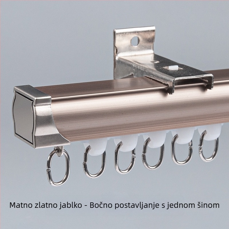Sustav šina za zavjese s dvostrukom šinom, bočno gornje montiranje, aluminijska legura, prilagodljiv, moderan minimalistički stil