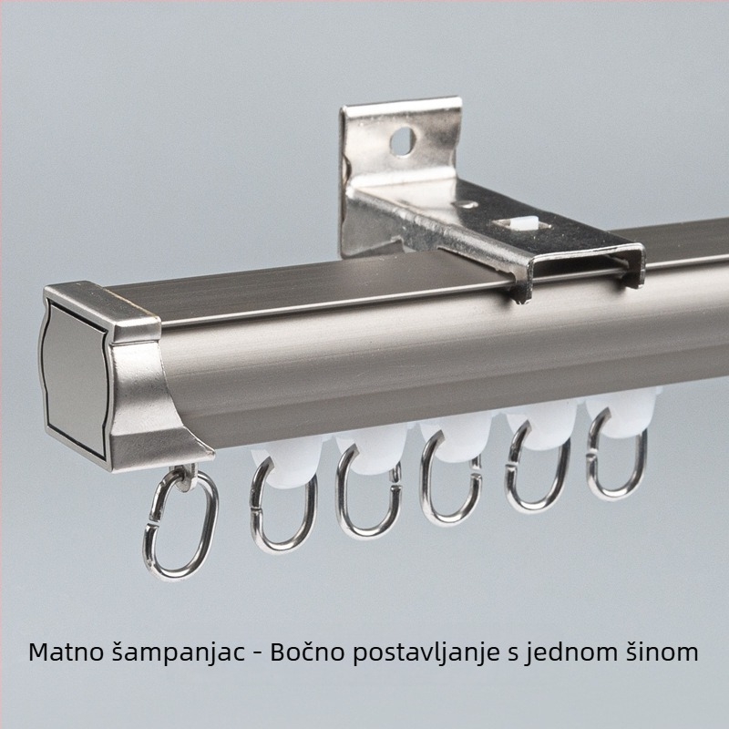 Sustav šina za zavjese s dvostrukom šinom, bočno gornje montiranje, aluminijska legura, prilagodljiv, moderan minimalistički stil