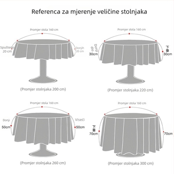 Poliesterski jacquard okrugli stolnjak za hotele, sastanke i vjenčanja, kućna upotreba