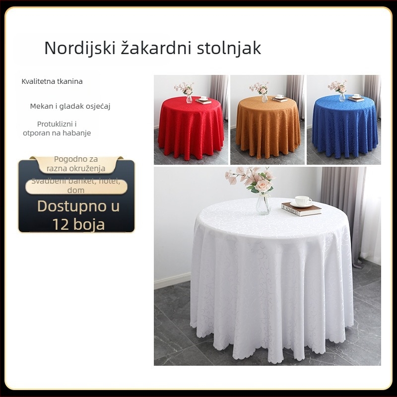 Poliesterski jacquard okrugli stolnjak za hotele, sastanke i vjenčanja, kućna upotreba