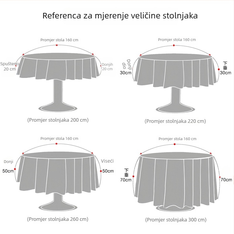 Poliesterski jacquard okrugli stolnjak za hotele, sastanke i vjenčanja, kućna upotreba