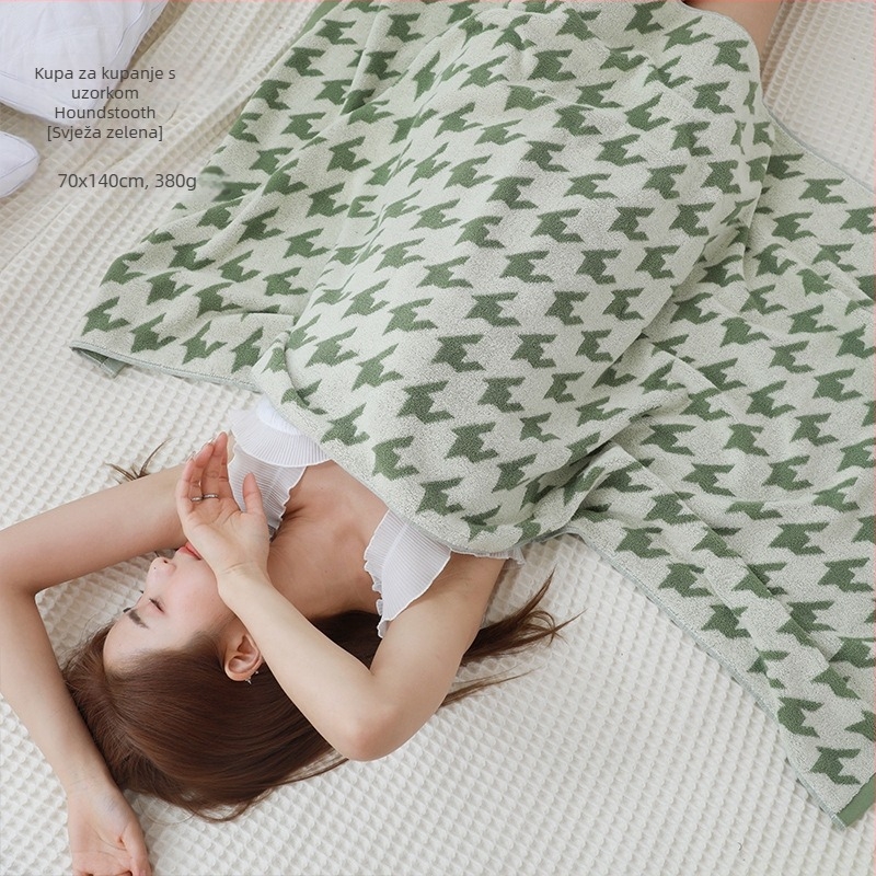 Kupaonski ručnik s šahovnicastim uzorkom, 100% pamuk, Jacquard tkanina, 300-400 g, pređa 32