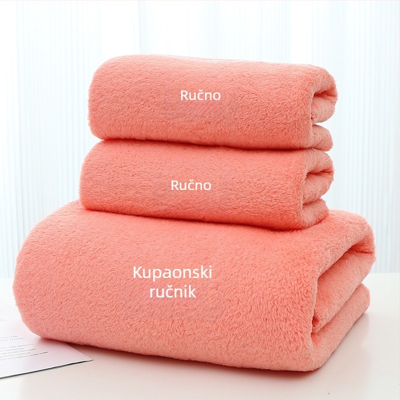 Set od 3 ručnika za kupanje od koralnog velura, 100% pamuk, ravno tkanje, poslovni poklon