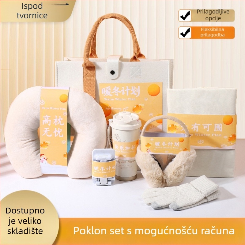 Poslovni darovni set — minimalistički stil, pakiranje u poklon kutiji, jesensko–zimsko razdoblje, korporativni darovi