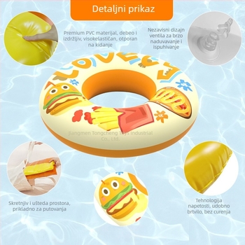 Dječji napuhavajući plivački prsten s karikaturnim uzorkom, ekološki PVC materijal, debljina 0.25, pogodan za plivanje i vodene sportove