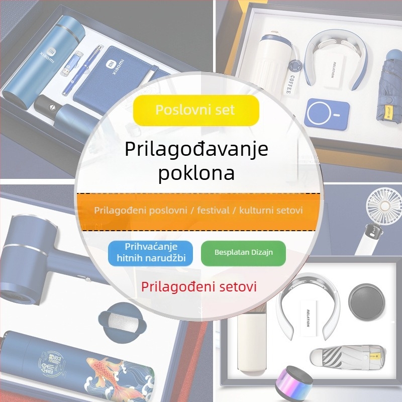 Keramička izolirana šalica i ručnik - poklon set, etnički stil, za vjenčanja i poslovne darove