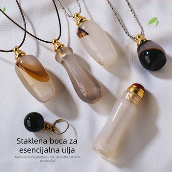 Prirodna staklenka za esencijalno ulje od kristalnog ahata, polirani kristalni kamen, memorijalna boca za pepeo kućnog ljubimca, brend Runyang, materijal: kristal, pakiranje: PP vrećica