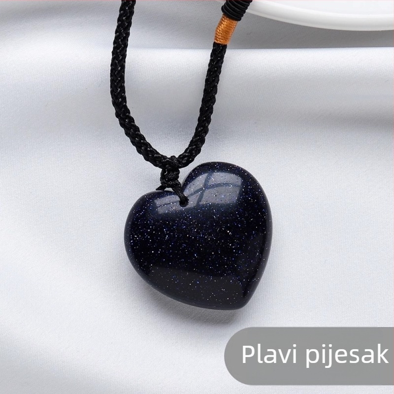 Kristalni privjesak srcolnog oblika za ogrlicu — Gin Hong Crystal, prirodni kristal, geometrijski oblik, moderni minimalistički stil, kristalni materijal