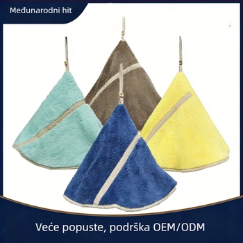 Korejski stil, svježa ručna krpa, visi kružni ručnik od koralnog flisa za kuhinju i kupaonicu