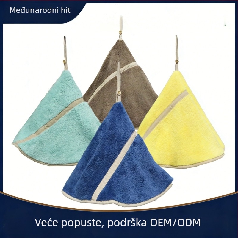Korejski stil, svježa ručna krpa, visi kružni ručnik od koralnog flisa za kuhinju i kupaonicu