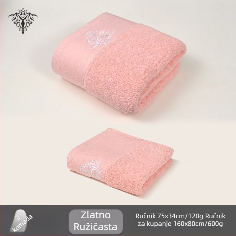 Kupaonski ručnik 160×80 cm, 600 g, 100% pamuk, izšivka, gusta tkanina