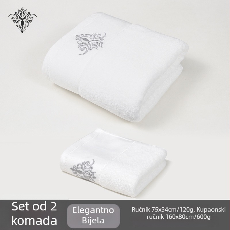 Kupaonski ručnik 160×80 cm, 600 g, 100% pamuk, izšivka, gusta tkanina